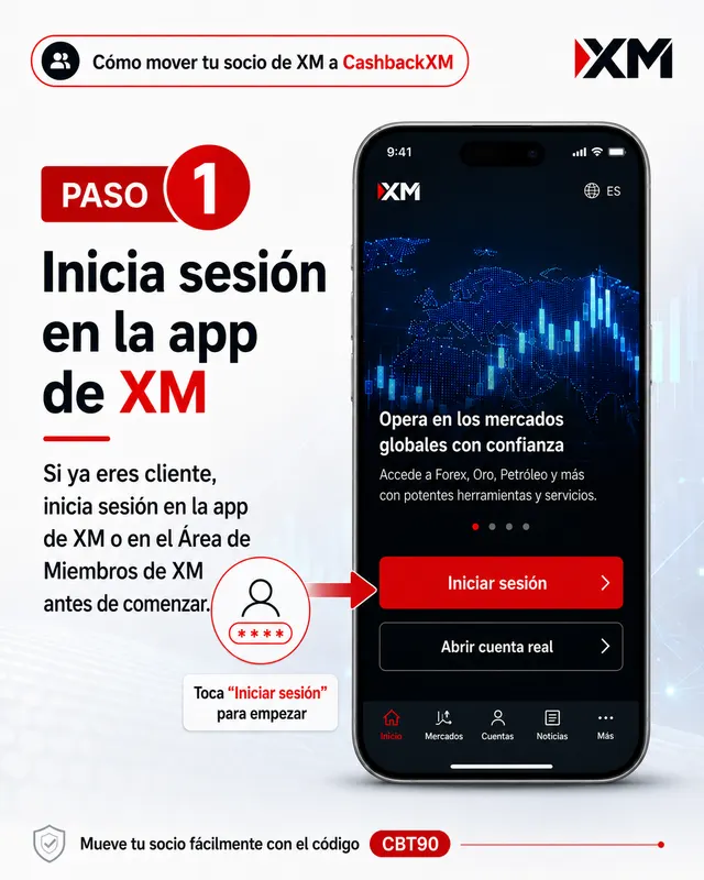 Paso 1 — Inicia sesión en la app de XM