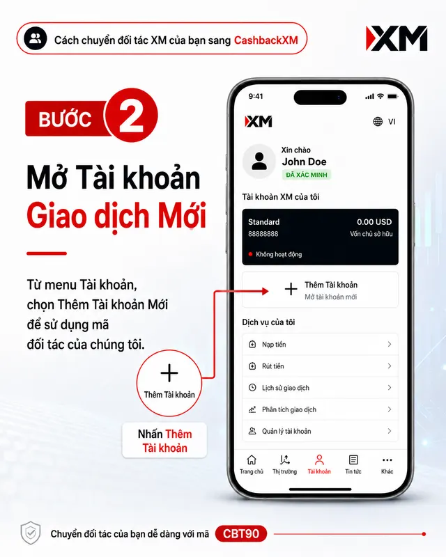 Bước 2 — Mở tài khoản giao dịch mới