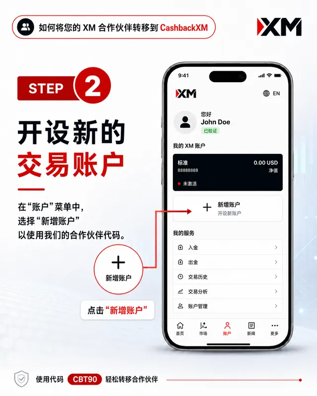 步骤 2 — 开设新交易账户