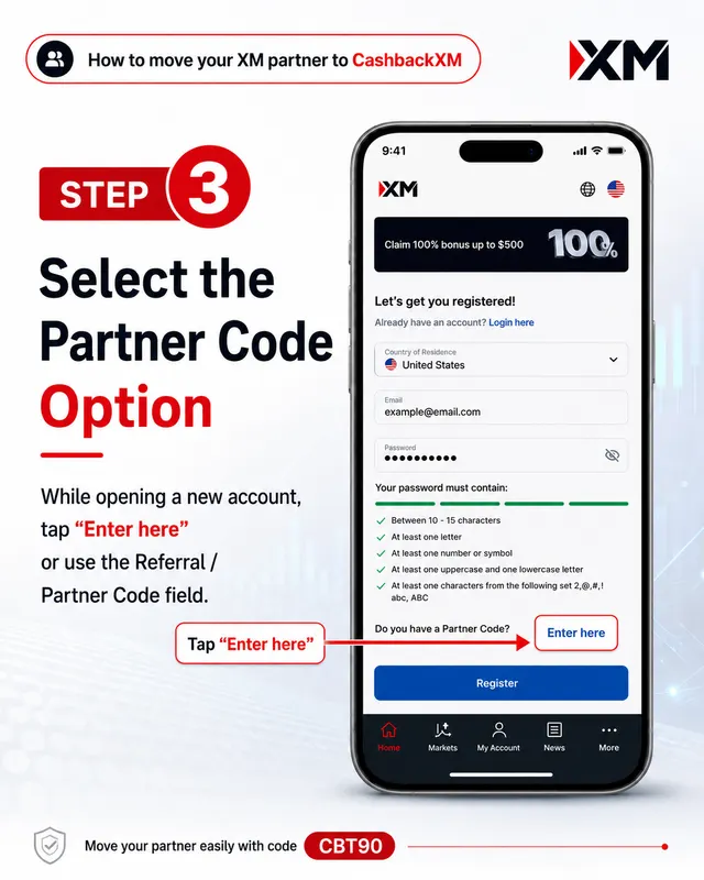 Step 3 — Select the Partner Code option