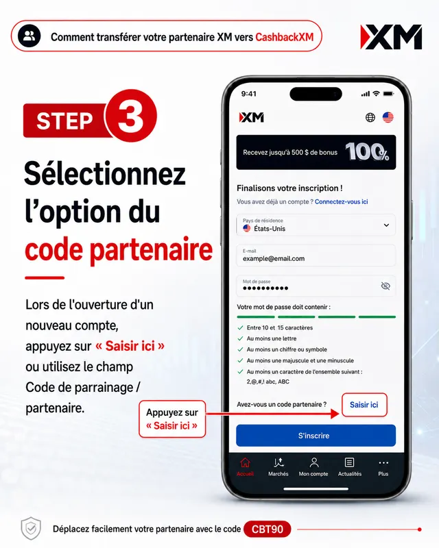 Étape 3 — Sélectionnez l'option Code Partenaire