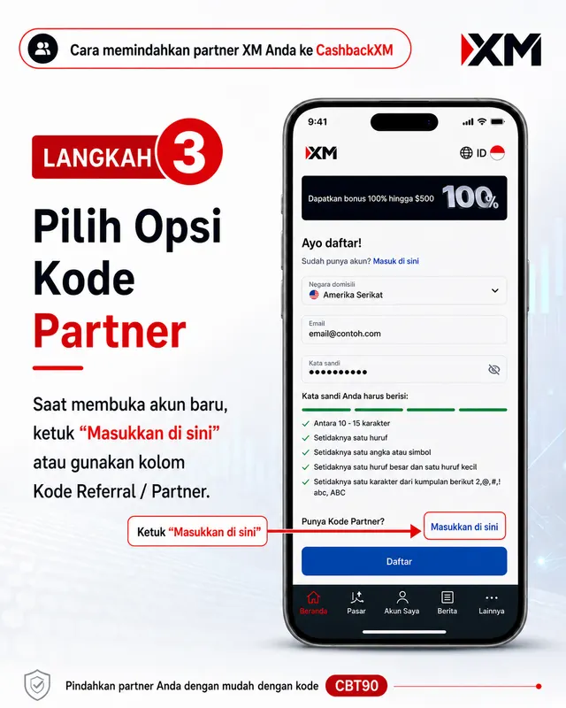 Langkah 3 — Pilih opsi Kode Partner