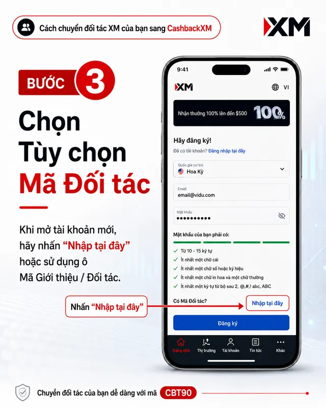 Bước 3 — Chọn mục Mã đối tác