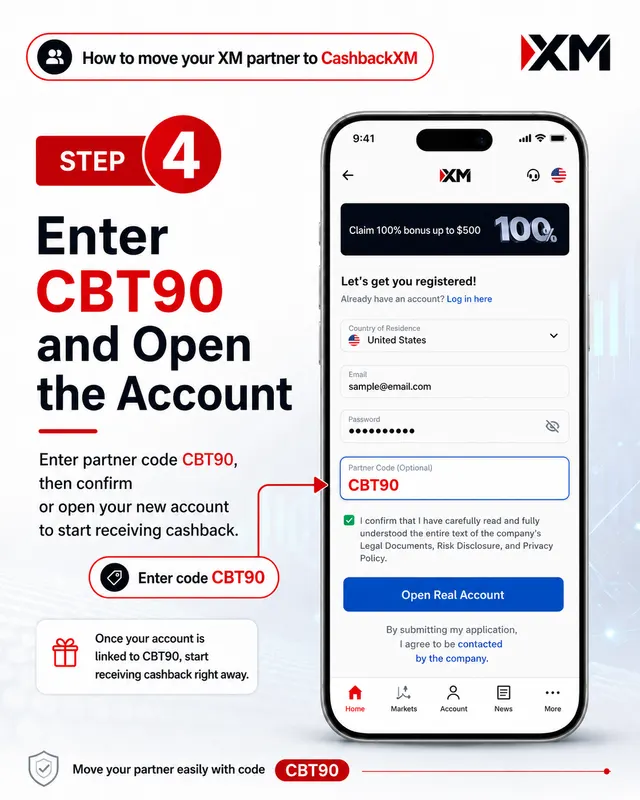Step 4 — Enter partner code CBT90