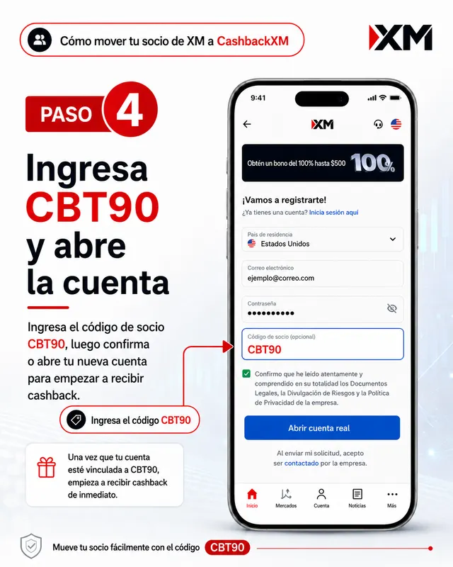 Paso 4 — Introduce el código de socio CBT90