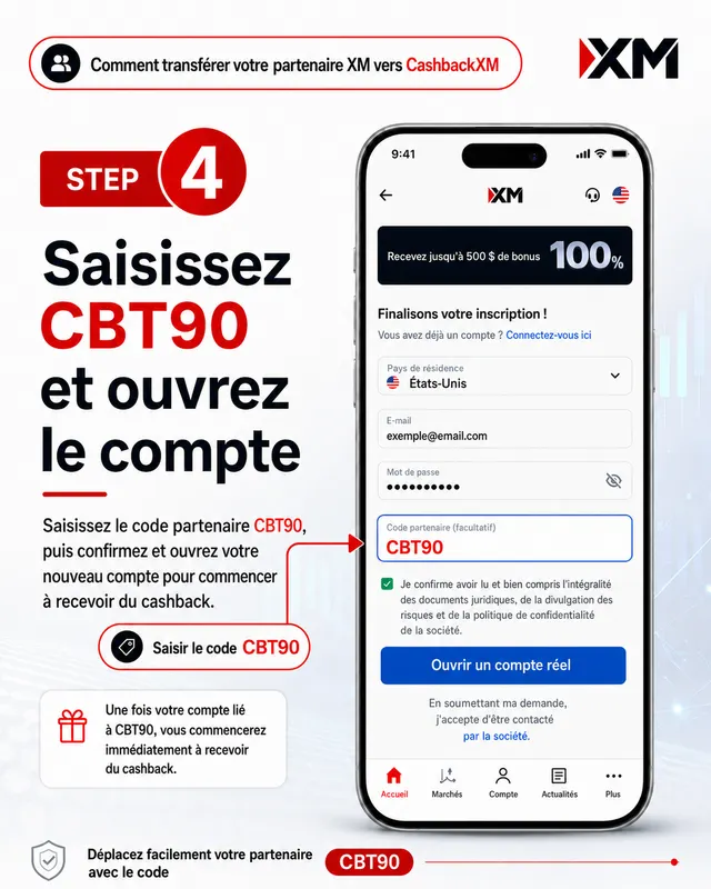 Étape 4 — Saisissez le code partenaire CBT90