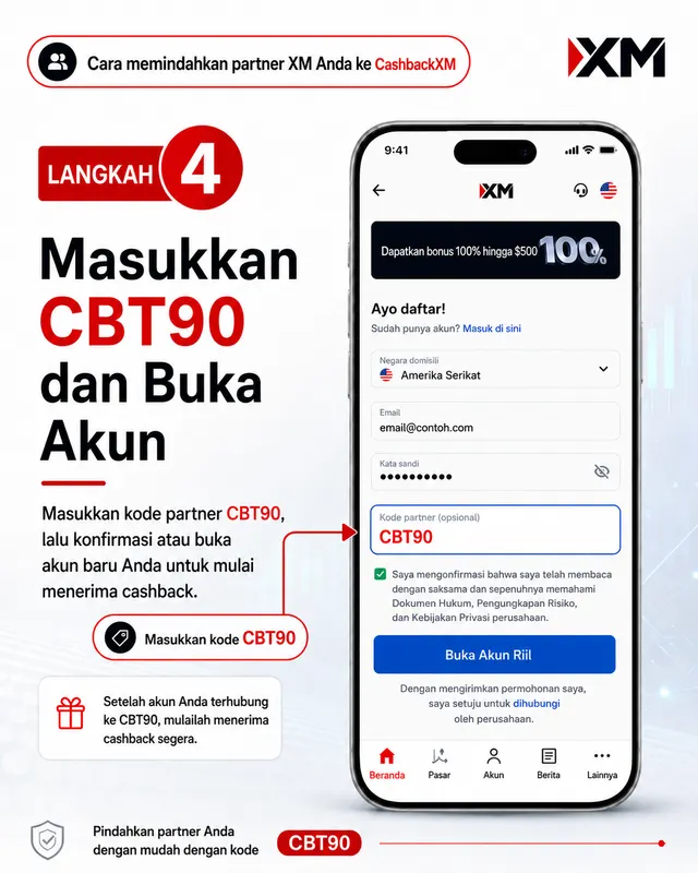 Langkah 4 — Masukkan kode partner CBT90